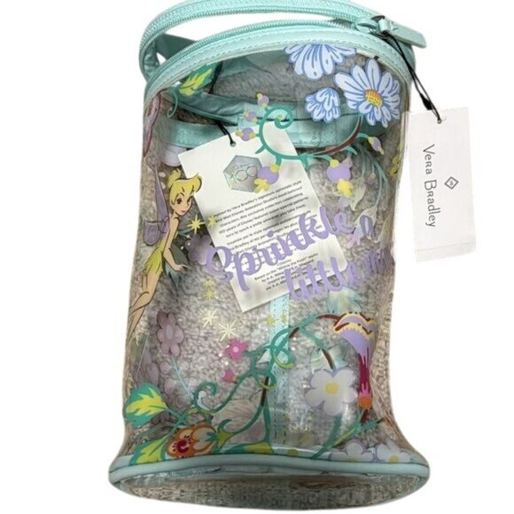 NWT Disney Vera Bradley Tinker Bell Clear Cosmetic Bag With Handle & Zipper - Picture 2 of 6